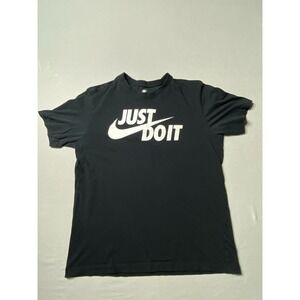 Nike Just Do It T Shirt Mens Medium Black White Logo Graphic Cotton Tee